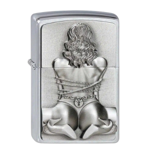 Zippo Bondage Girl 55 mm – Chrome Brossé, motif 3D