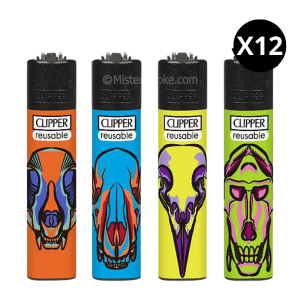 Briquet Clipper Mini Skull Zoo x12