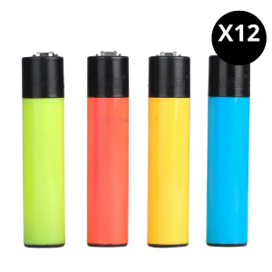 Briquet Clipper Solid Fluo Maxi – Lot de 12