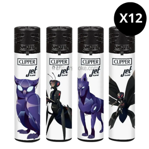 Briquet Clipper Jet Flame Animal Robots – Lot de 12 (tempête)