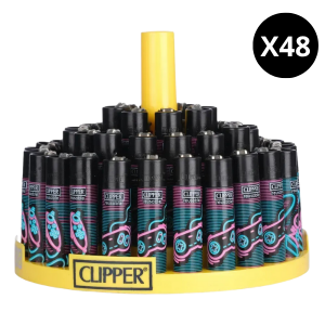 Briquet Clipper “Games & Hobbies Neon” – Boîte de 48