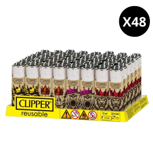 Briquet Clipper Mini King Safari – Boîte de 48