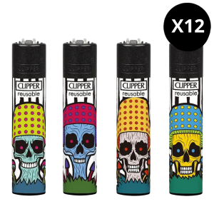 Briquet Clipper Large Mushroom Skulls – Lot de 12