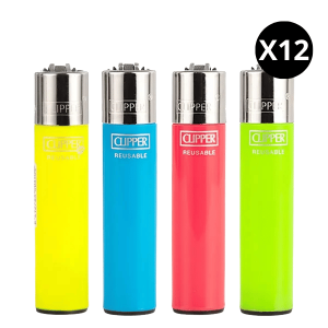 Clipper “Solid Fluo” – Briquet à Pierre – Lot de 12 (≈ 14 g/unité)