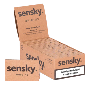 Boîte de 25 carnets de feuilles Regular Sensky Origins – format court, non-blanchies